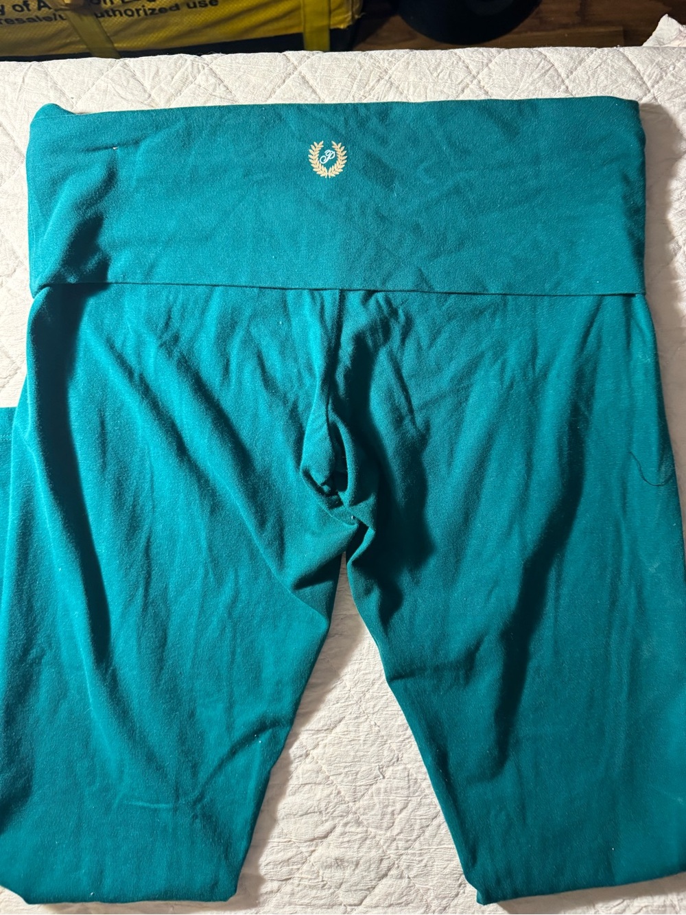 PINK Victoria's Secret Teal Fold-Over Waist Leggings